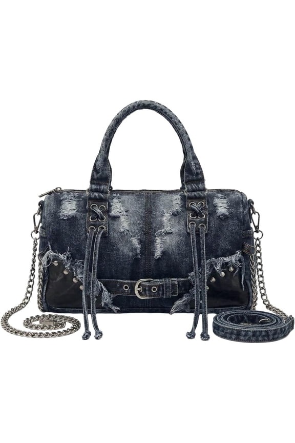Motorcycle Y2k crossbody bag, women's denim handbag, vintage garbage bag, multi pocket wallet with pockets