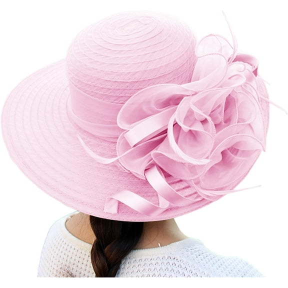 CoCoMangos Organza Kentucky Fascinator Derby Hats for Women Tea Party Cocktail Bridal Church Hats Packable Wide Brim Sun Hat