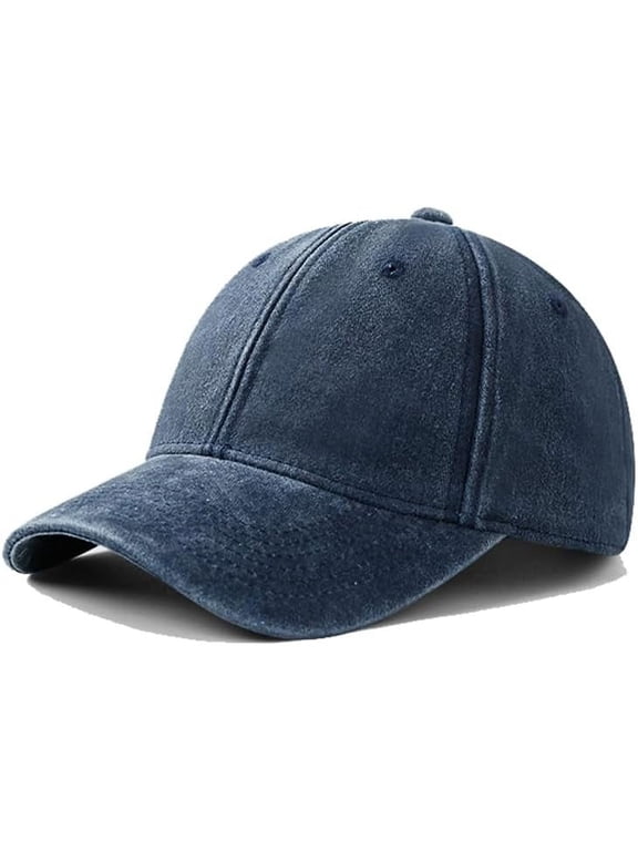 Oversize Baseball Cap for Big Heads 23.6"-25.9", Denim Large Baseball Hat Adjustable Plain Dad Cap