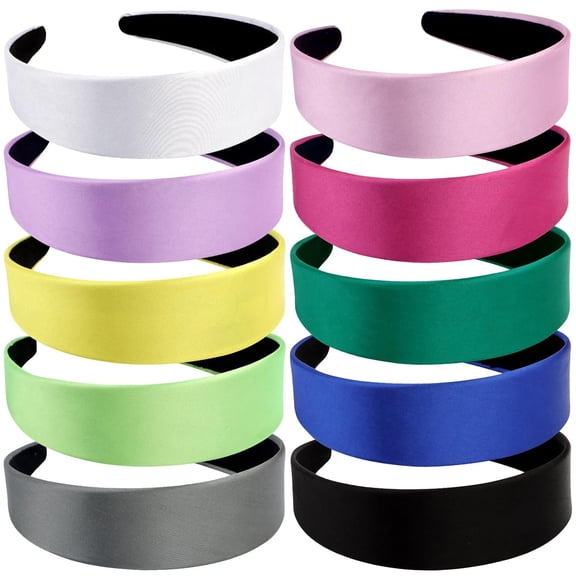 CoCoMangos Pink White Black Red Headband 10 Pack Satin Headbands for Women Girls Non Slip 1 Inch Women Hair Bands Halloween Cosplay Diy Holiday Head Band Gifts for Mothers Sisters Hair Accessories