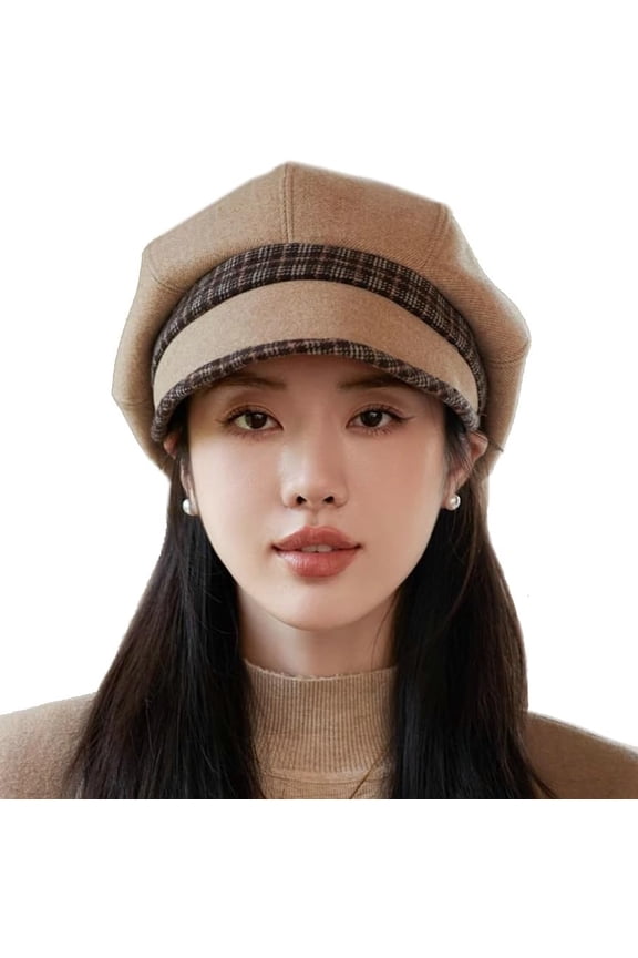 Plaid Berets for Women Vintage French Beret Hats for Women Elegant Octagonal Cap Painter Cap for Tea Party Show Concert