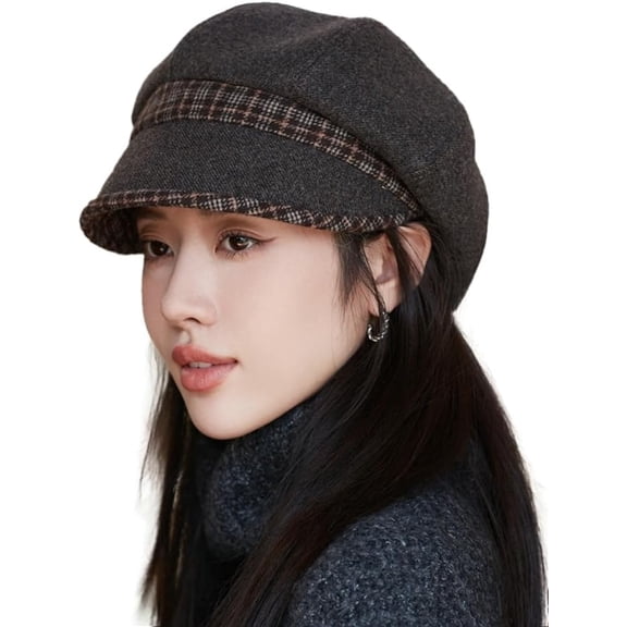 CoCoMangos Plaid Berets for Women Vintage French Beret Hats for Women Elegant Octagonal Cap Painter Cap for Tea Party Show Concert