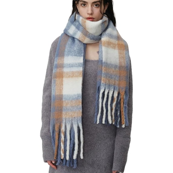 CoCoMangos Plaid Scarf for Women Vintage Shawl Wraps for Women Knitted Pashmina Shawl Soft Cardigan Warm Poncho Cape New