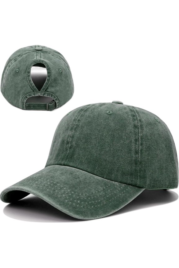 Ponytail Baseball Cap for Women High Messy Bun Caps Washed Cotton Hats