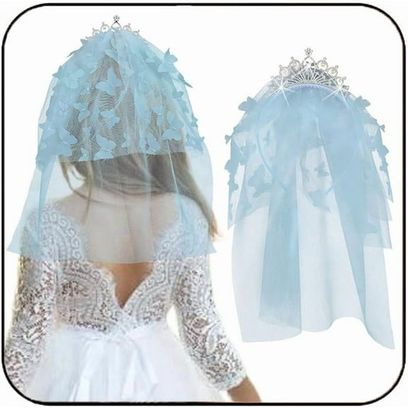 CoCoMangos Princess Tiara headband Veil Short 2 Tier Rhinestones Bridal Veil Hairband Costume Party Headpiece Hair Accessories
