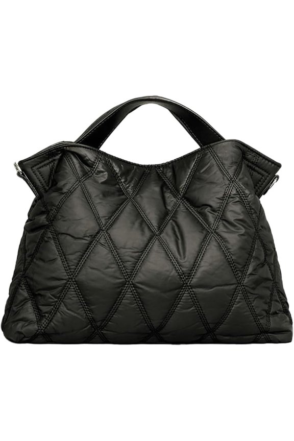 Puffer Tote Bag for Women Quilted Shoulder Bag for Women with Guitar Strap Padding Crossbody Bag Hobo Bag Handbag Clutch