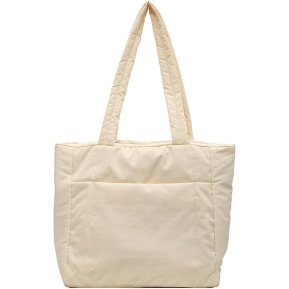 CoCoMangos Quilted Puffer Tote Bag for Women Lightweight Puffy Shoulder Bag Zip Solid Color Down Padding Hobo Bag Purse