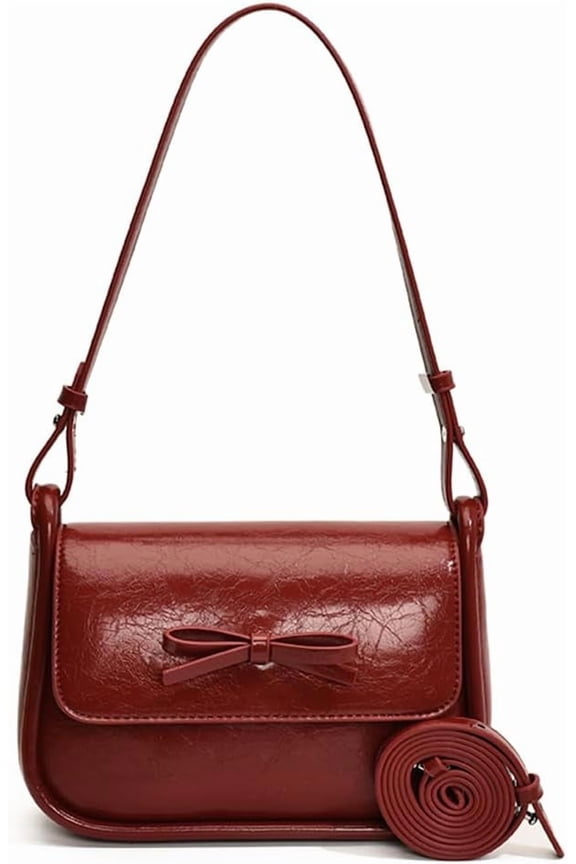 Red Shoulder Bag Coquette Bow Purse for Women Y2k Hobo Handbags Trendy Clutch Red Purse Vegan Leather Underarm Bag