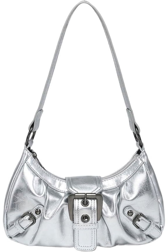 Red Shoulder Bag Y2k Purse for Women Punk Style Hobo Handbag Fashion Crescent Shoulder Bag Red Leather Handbag