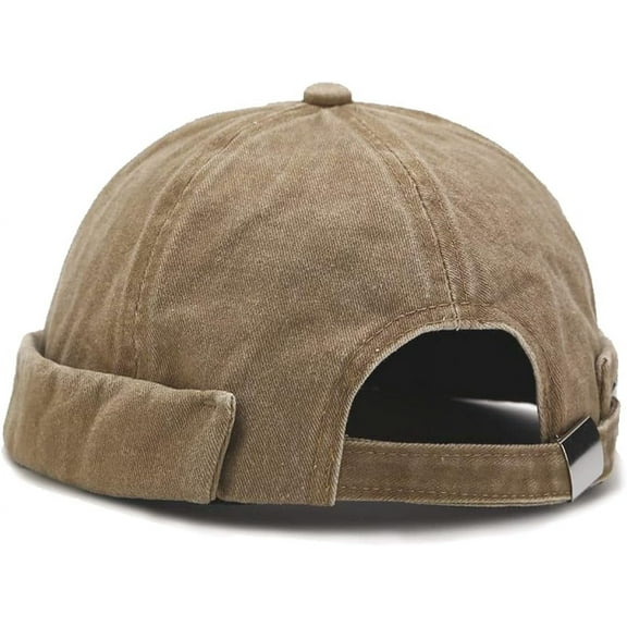 CoCoMangos Retro Cotton No Brim Hat Adjustable Rolled Cuff Brimless Beanie Skull Cap