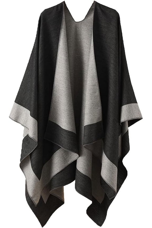 Reversible Shawl Wrap for Women Ladies, Open Front Poncho Cape Warm Blanket for Winter Fall