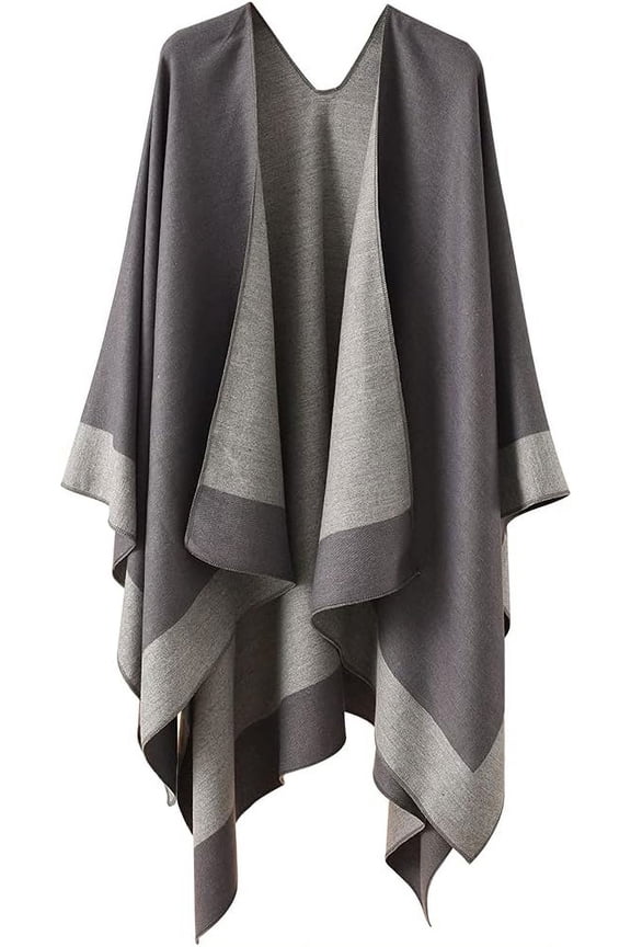Reversible Shawl Wrap for Women Ladies, Open Front Poncho Cape Warm Blanket for Winter Fall