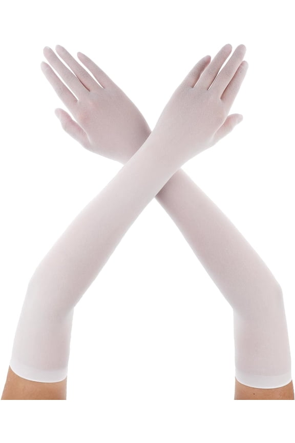 Sheer Gloves Long Black Gloves Women Formal White Opera Mesh Gloves Lace Thin Tulle Gloves 1920S 80S for Bridal Rave Dance