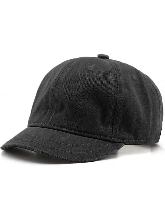 Short Brim Baseball Cap for Men Women Unconstructed Washed Cotton Adjustable Short Bill Hat Vintage Low Profile Dad Hat