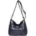 thumbnail image 1 of CoCoMangos Shoulder Bag for Women Multi Zip Pocket Crossbody Bag Large Capacity Satchel Retro Handbag Leather Purse, 1 of 7