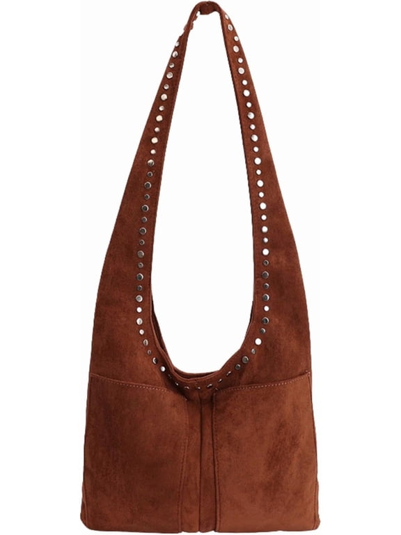 Slouchy Faux Suede Hobo Bag for Women, Soft Shoulder Purse Tote for Work Everyday, Vintage Boho Handbag for Fall 2025