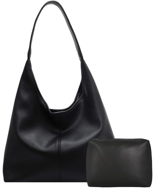 CoCoMangos Slouchy Hobo Bags for Women Retro Vegan Leather Purse