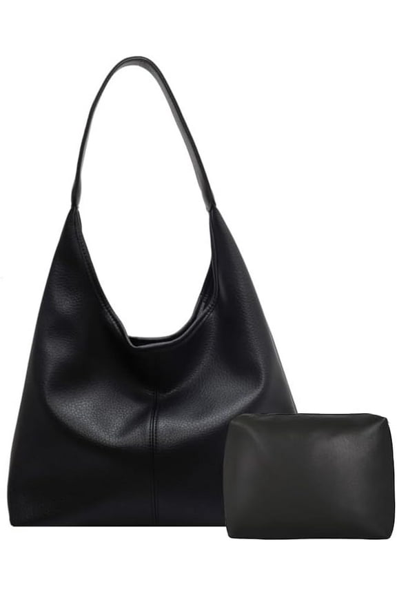 Slouchy Hobo Bags for Women Retro Vegan Leather Purse Luxury Designer Shoulder Bag Fashion Shopping Tote Bag 2pcs