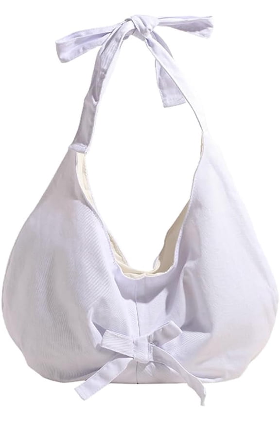 Slouchy Nylon Bow Hobo Bags for Women Retro Crossbody Purse Cute Satchels Shoulder Handbags Work College Travel Tote Bag