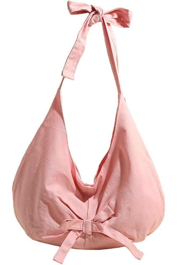 Slouchy Nylon Bow Hobo Bags for Women Retro Crossbody Purse Cute Satchels Shoulder Handbags Work College Travel Tote Bag