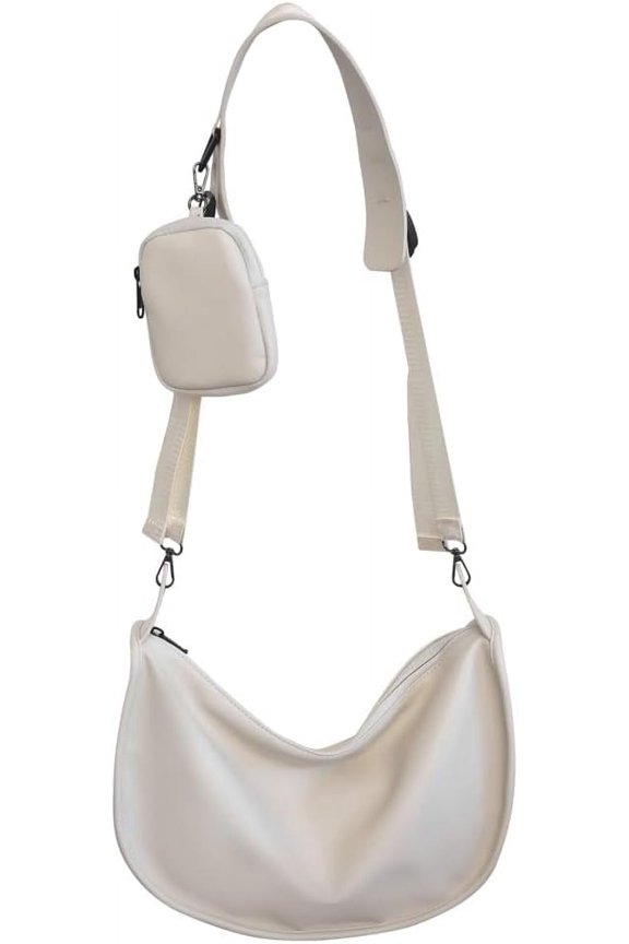 Slouchy PU Leather Tote Bag Cute Shoulder Bag Stylish Hobo Bags Trendy Travel Work Tote Handbag 2 Pcs Crossbody Purse