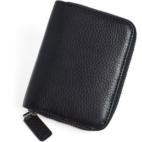 CoCoMangos Small Leather Wallet Minimalist RFID Blocking Credit Card Holder Zipper Around Wallet with Card Slots and Coin Pocket