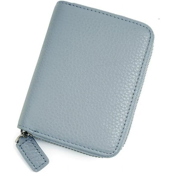 CoCoMangos Small Leather Wallet Minimalist RFID Blocking Credit Card Holder Zipper Around Wallet with Card Slots and Coin Pocket