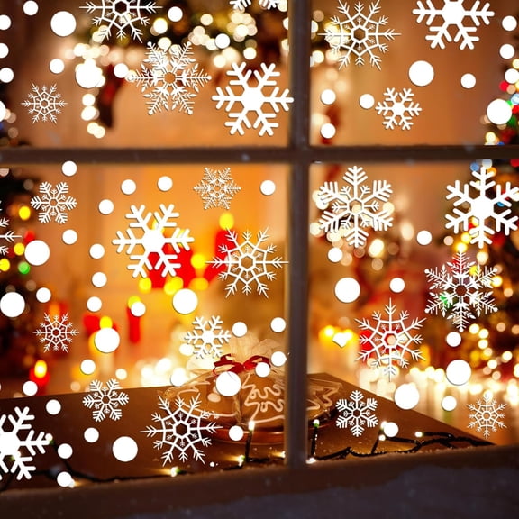 CoCoMangos Snowflakes Window Clings Christmas Decorations, 228 Pcs 8 Sheets Snowflakes Decor Double Sides Christmas Window Stickers Decals for Home Party Christmas Decor(228)