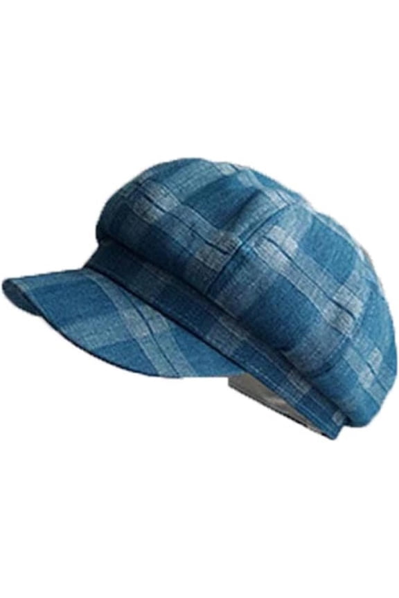 Spring Summer Beret for Women Octagonal Cap Plaid Retro Visor Artist Hat
