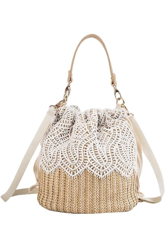 Straw Bags for Women Hand-woven Bucket Straw Bag Small Straw Tote Summer Beach bag