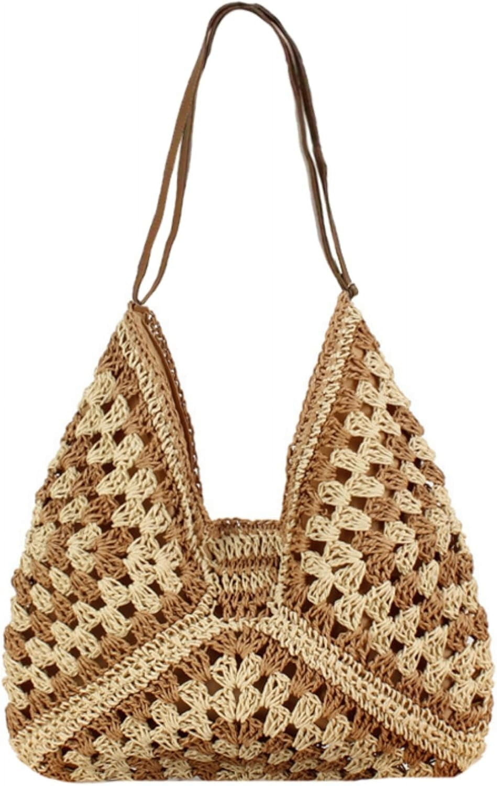 CoCoMangos Straw Bags for Women Summer Beach Tote Purse Crochet Shoulder Everything Holiday Work Everyday Handbag