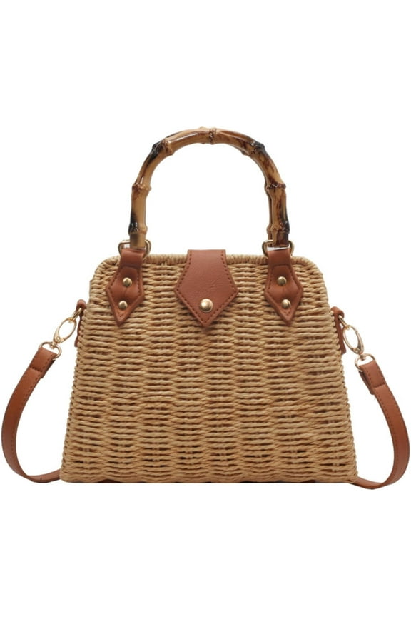 Straw Crossbody Bags for Women Beach Handbags Wicker Summer Purse Woven Island Beach Bags Natural Bag