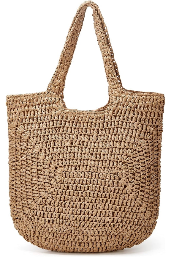 Straw Tote Bag for Women Woven Beach Handbag Handmade Crochet Casual Straw Shoulder Bags Summer Bohemian Hobo Bags