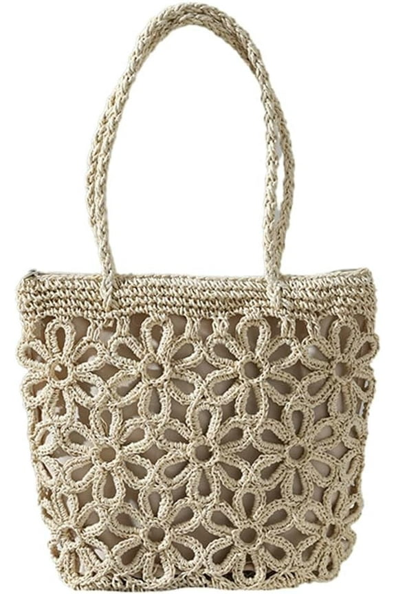 Straw Woven Handbags for Women Hollow Shoulder Bag Large Flower Tote Purse Designer Top Handle Bag Beach Summer