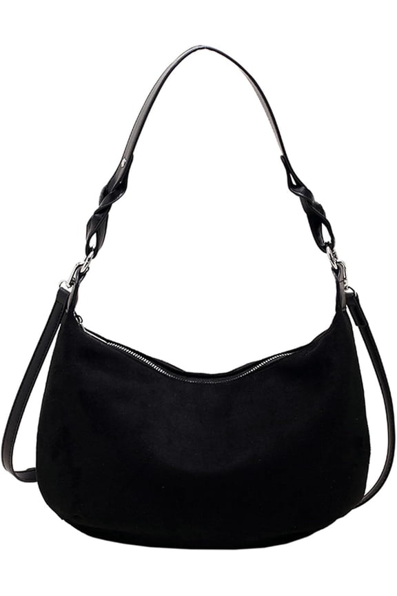 Suede Tote Handbag for Women Vintage Shoulder Bag Slouchy Hobo Satchels Bag Satchels Trendy Crescent Dumpling Bags