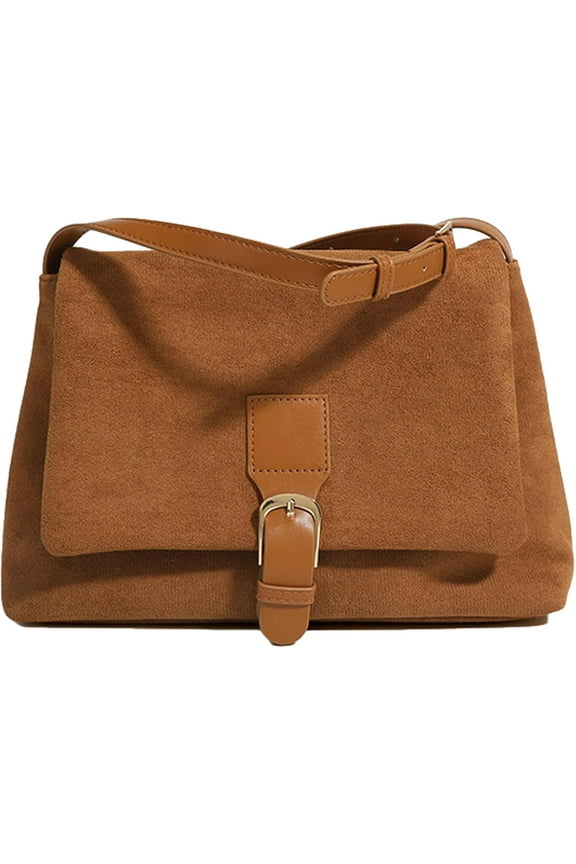 Suede Women Bag Fall Purse Underarm Bag Solid Small Square Tote Casual Commuter Shoulder Crossbody Wallet