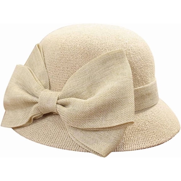 CoCoMangos Summer Beach Sun Straw Hats for Women 1920s Vintage Packable Cloche Hats UV Protection Travel Bowler Hat