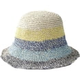 thumbnail image 1 of CoCoMangos Summer Bucket Hats Women Sun Hat Beach Handmade Straw Hat Woven Striped Crochet Wide Brim Fishing Cap, 1 of 7