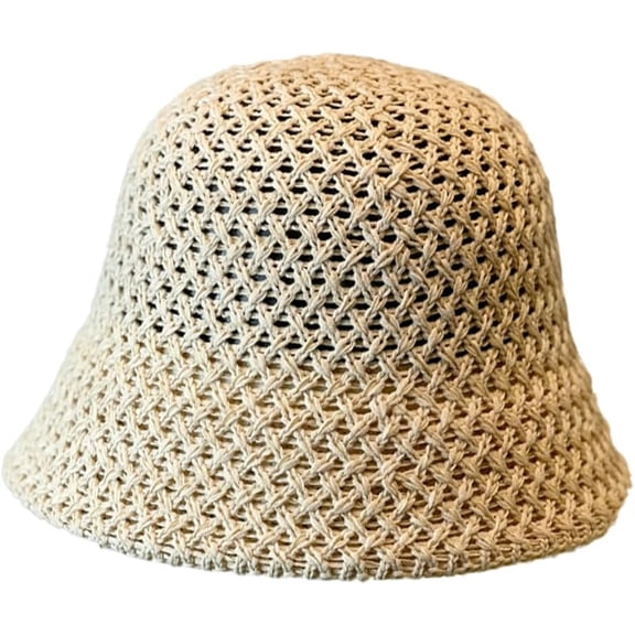 CoCoMangos Summer Crochet Mesh Bucket Hat for Women Packable UV Protection Beach Sun Hat Floppy Wide Brim Sun Visors