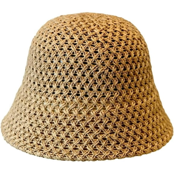 CoCoMangos Summer Crochet Mesh Bucket Hat for Women Packable UV Protection Beach Sun Hat Floppy Wide Brim Sun Visors