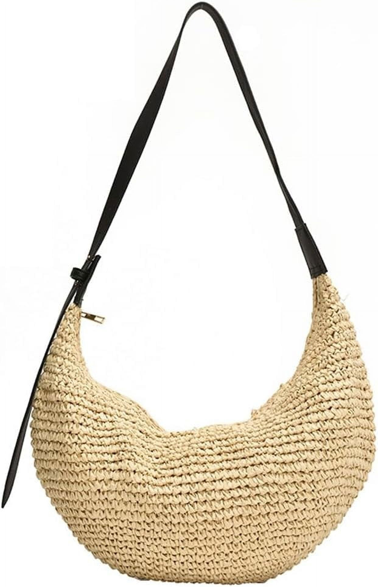 CoCoMangos Summer Straw Dumpling Bag for Women Trendy Crochet Shoulder Crossbody Bag Purse Large Beach Tote Handbag Travel