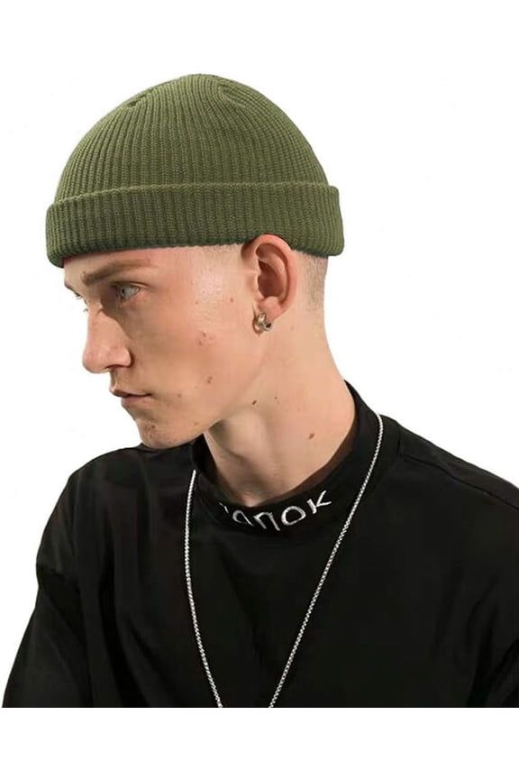 Swag Short Fisherman Beanie for Men Women, Rolled Cuff Harbour Hat Wool Knit Cuff Winter Warm Ski Skull Hat Cap