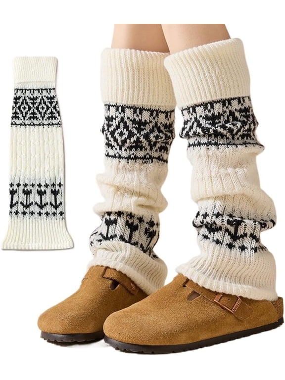 Thick Knit Leg Warmers for Women Warm Slouch Long Socks for Winter Y2k 80s boho Leg Warmers