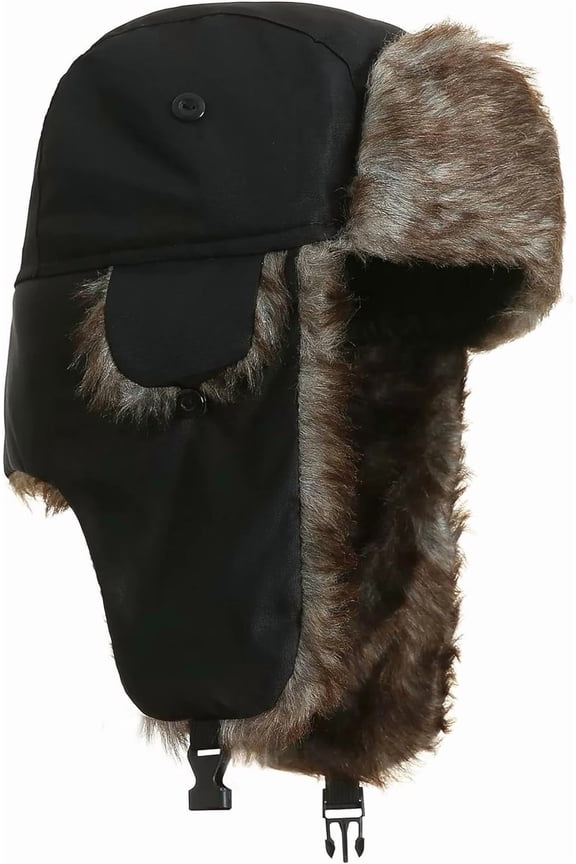 Trapper Ushanka Hat for Men Women, Faux Fur Trooper Hats with Ear Flaps, Windproof Winter Skiing Cap