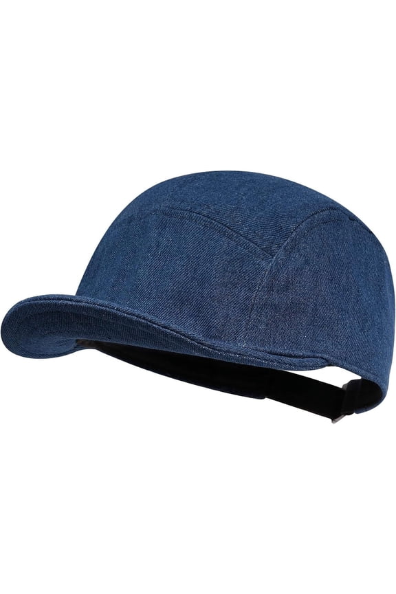 Trucker 5 Panel Hat Short Bill Cadet Cap Denim Baseball Hat Unstructured Cotton Dad Hats Snapback Fitted Flat-Bill Cap