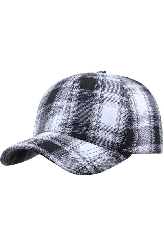Unisex Casual Plaid Baseball Cap Hats for Women Men Fitted Outdoor Trucker Hat Stripe Checked Print Dad Hat Adjustable