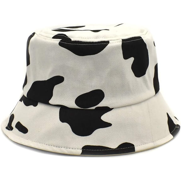 CoCoMangos Unisex Cow Print Bucket Hat Foldable Black White Pattern Fisherman Cap Summer Sun Hats for Women Men Girls