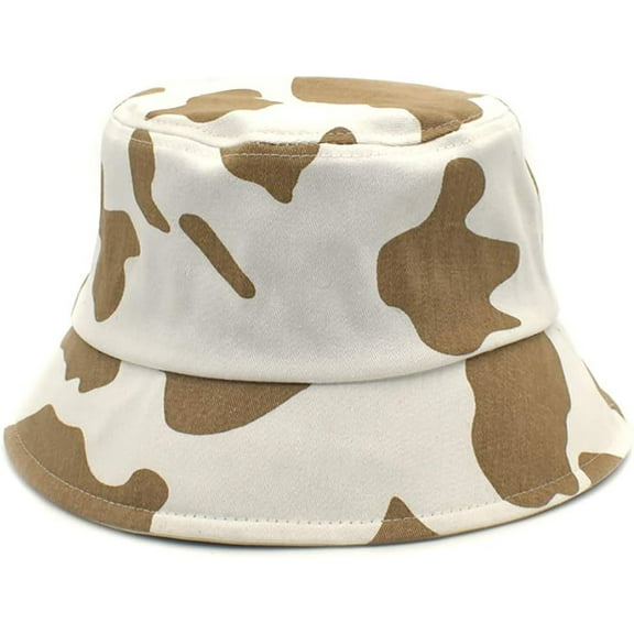CoCoMangos Unisex Cow Print Bucket Hat Foldable Black White Pattern Fisherman Cap Summer Sun Hats for Women Men Girls