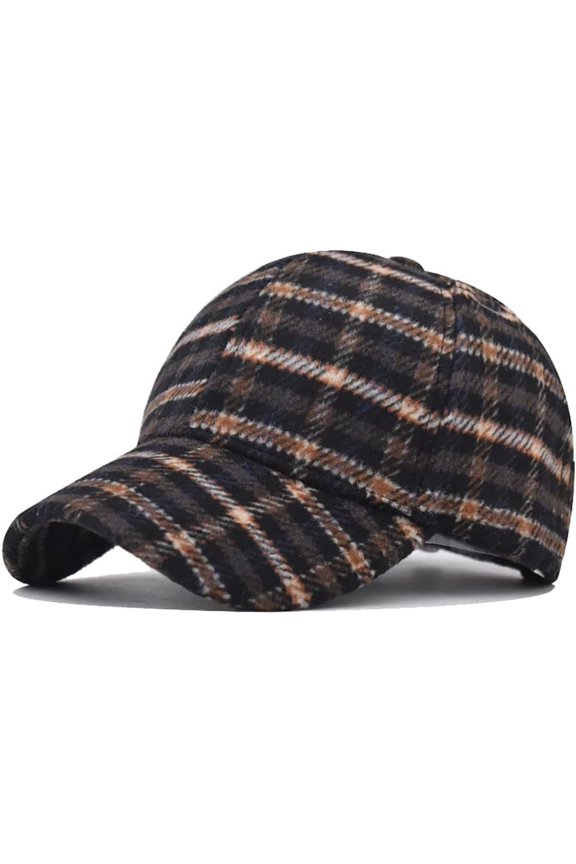 Unisex Fall Winter Plaid Print Baseball Caps Adjustable Checked Print Dad Hat Trucker Hats for Men Women Outdoor