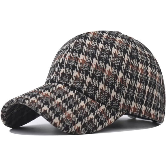 CoCoMangos Unisex Retro Houndstooth Print Baseball Cap Casual Sun Protection Dad Hat Polo Style Trucker Hats Adjustable Headwear